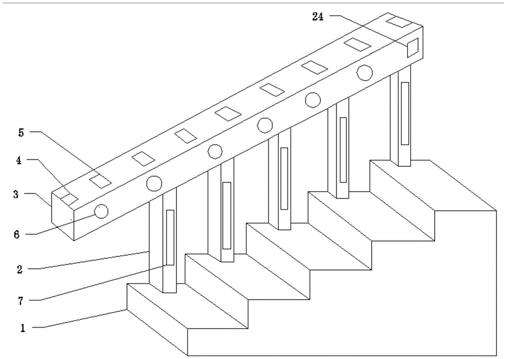 An environmentally friendly stair handrail with fire emergency rescue function