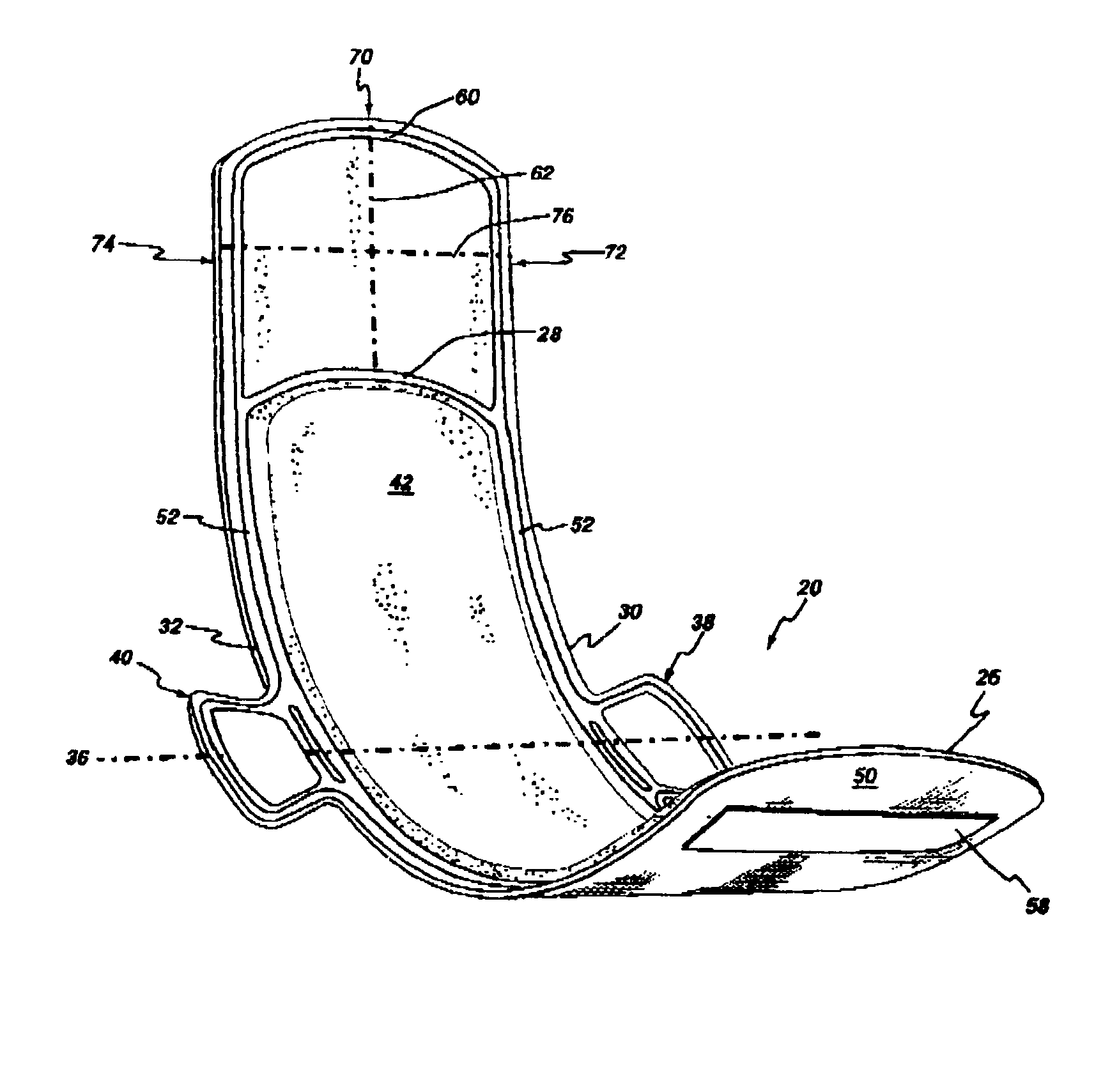 Sanitary napkin with rear extension providing a liquid blocking function