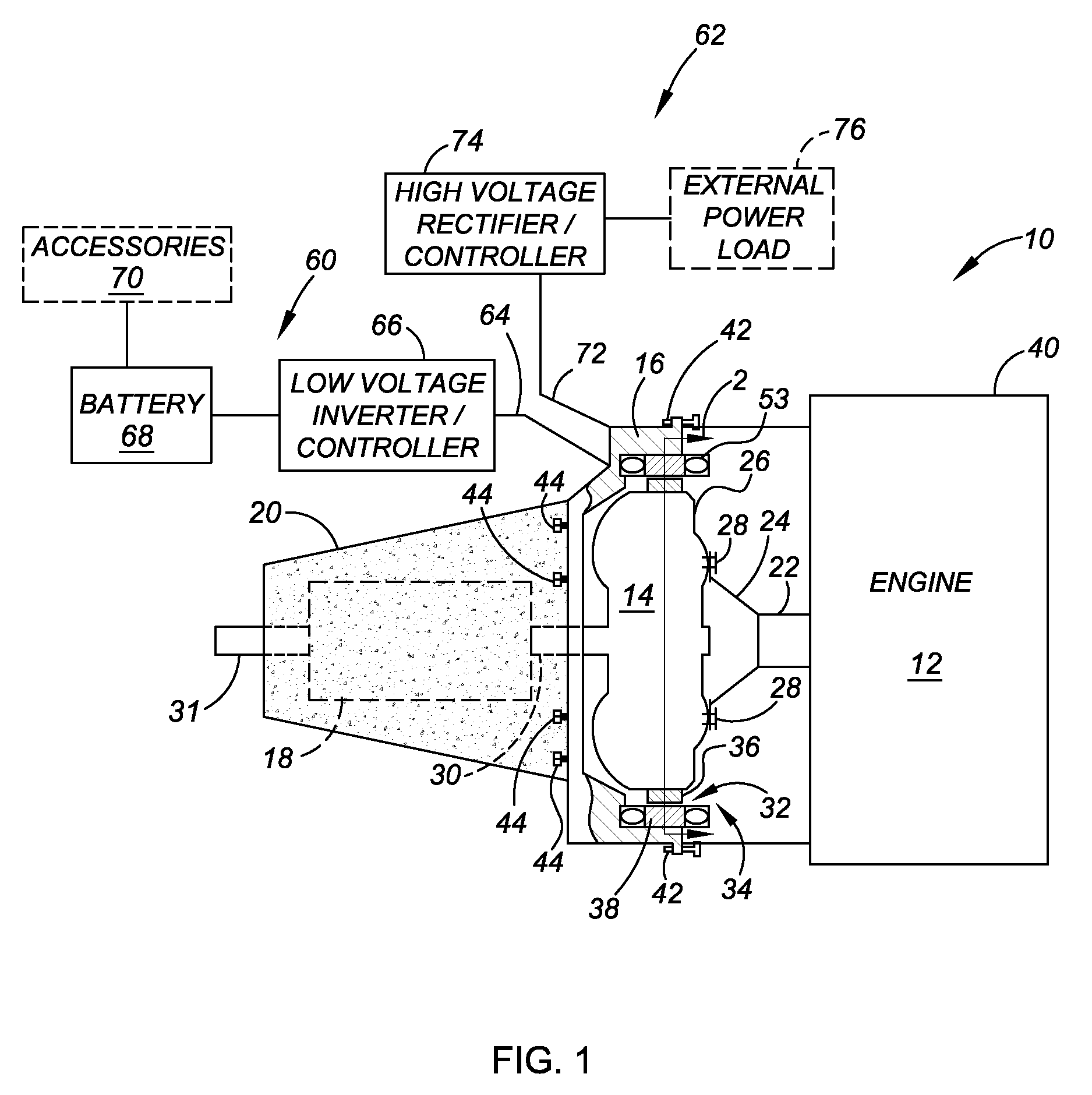 Powertrain with Torque Converter-Mounted Generator for Multiple Voltage Electrical Power and Method for Assembling Same