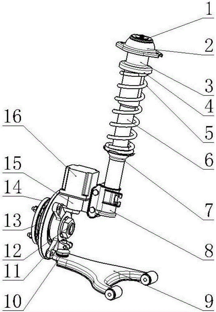 Four-wheel independent steering-by-wire system with steering motor positioned at steering knuckle of Macpherson suspension