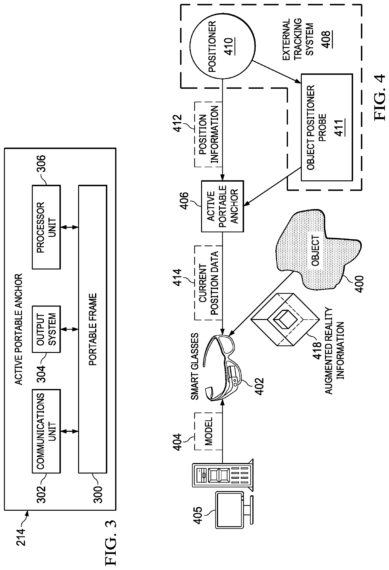 Augmented Reality System with an Active Portable Anchor