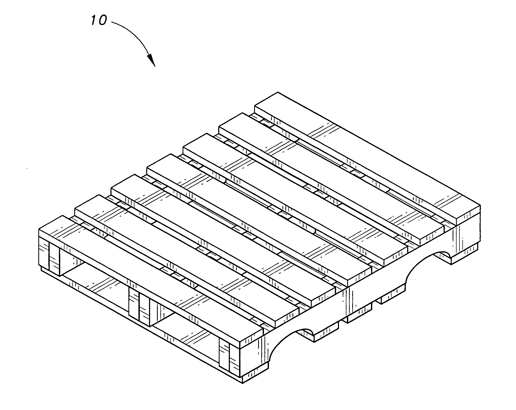 Pallet constructed of rubber composite