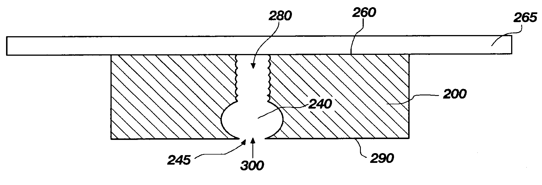 Semiconductor substrates including vias of nonuniform cross section, methods of forming and associated structures