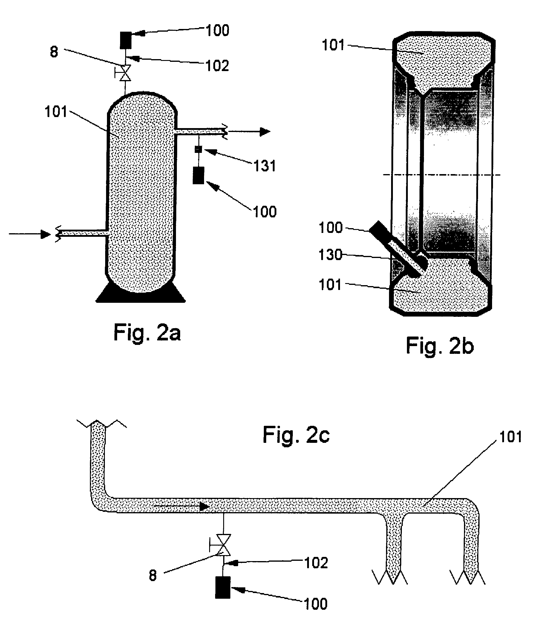 Device for surveying the pressure of fluids housed in tanks or flowing through ducts