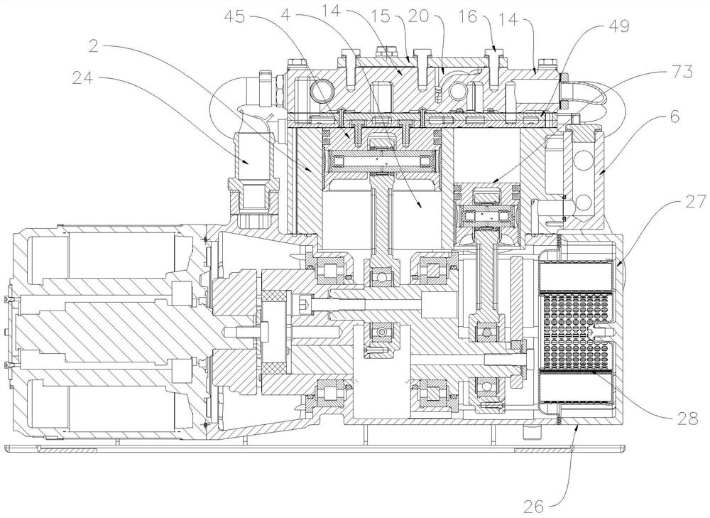 Oil-free piston air compressor for new energy vehicles with cooling system