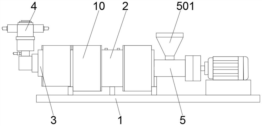 Film blowing device used for PLA film production and provided with multiple layers of co-extrusion scrapers