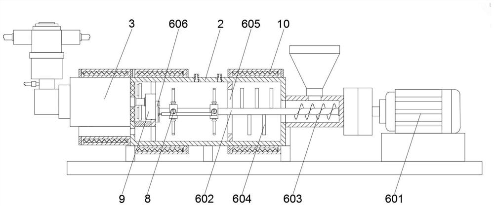 Film blowing device used for PLA film production and provided with multiple layers of co-extrusion scrapers