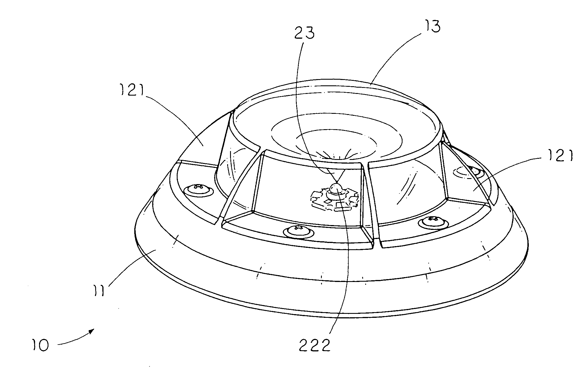 Portable radial projection light source arrangement