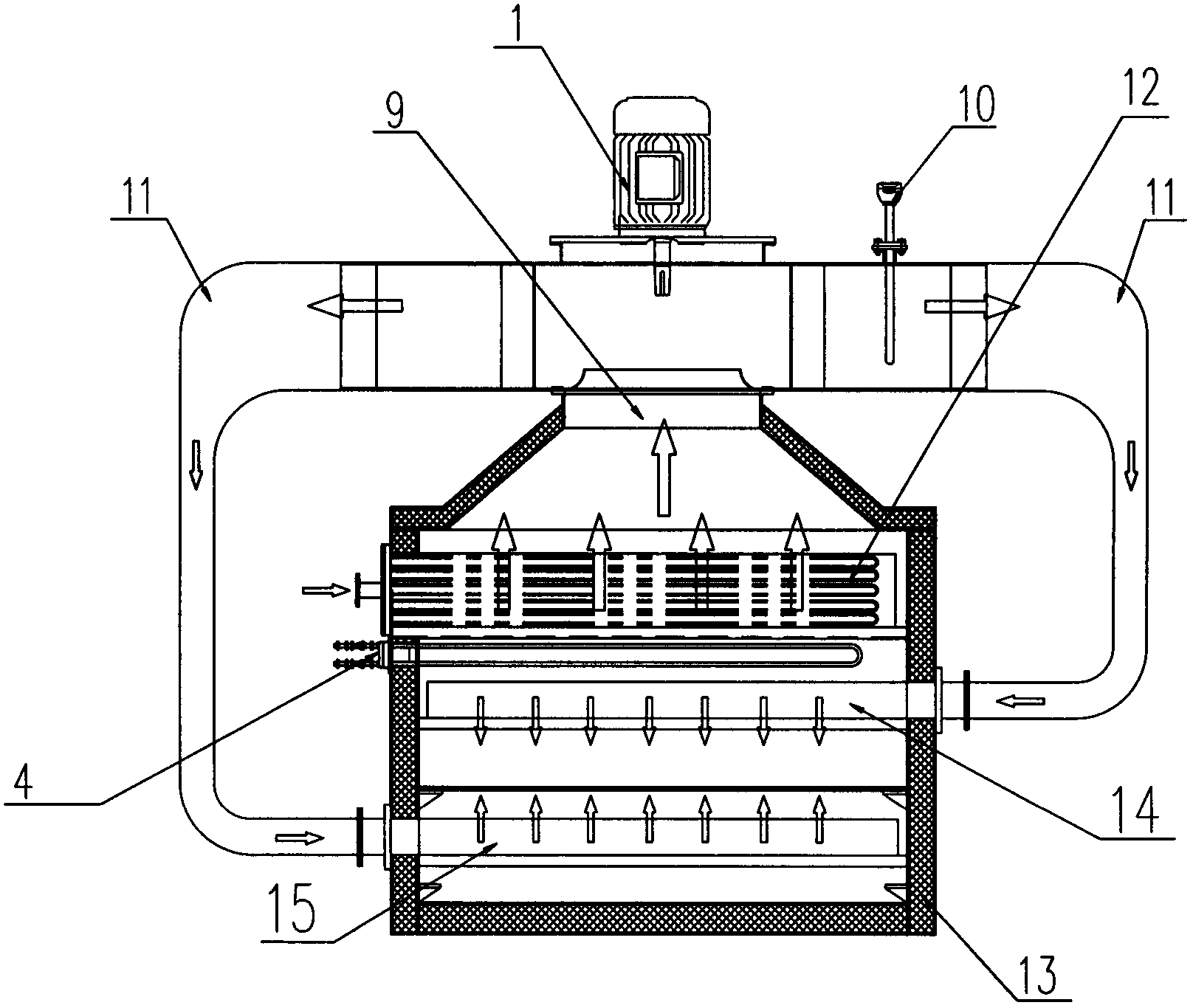 Internal circulating air cooling device