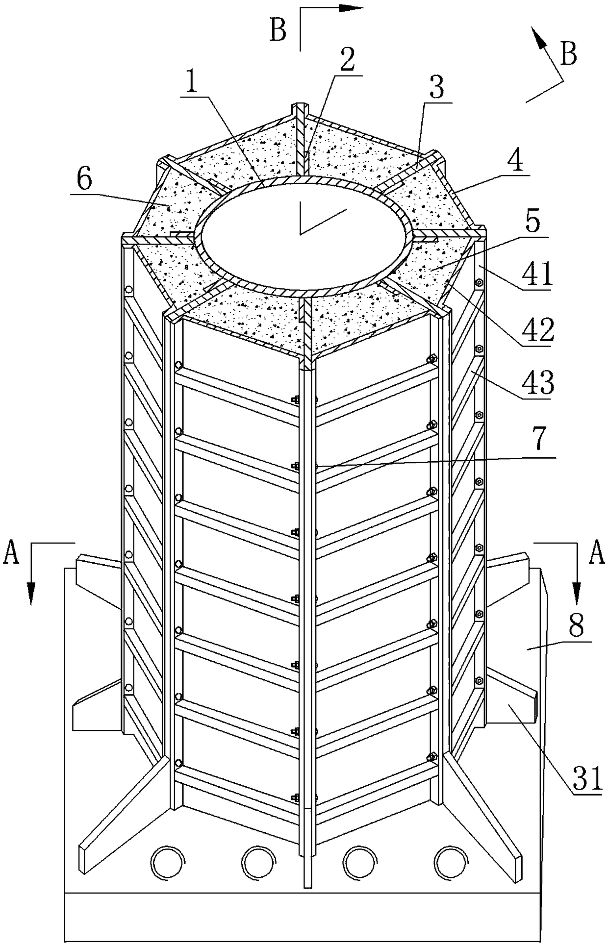 Assembly type multicavity concrete-filled steel tubular member and preparation method thereof