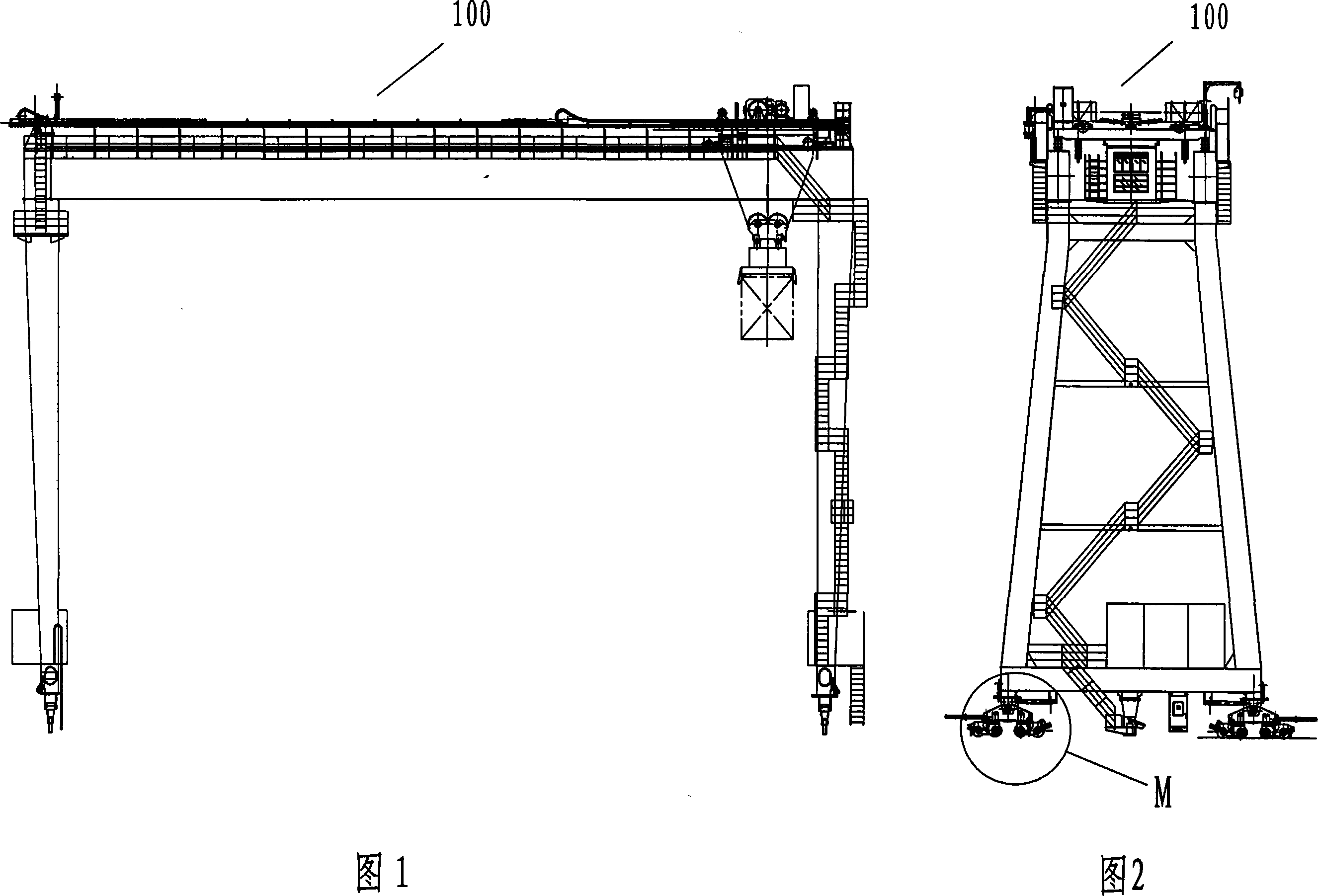 Self-steering orbit type container straddle truck and steering method thereof