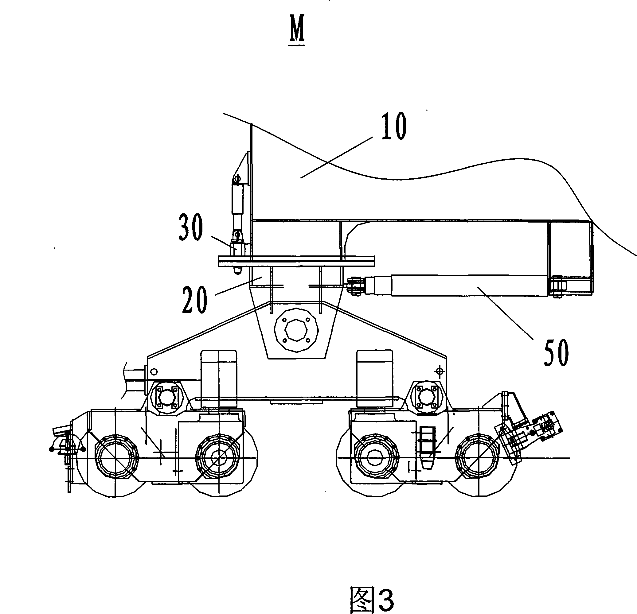 Self-steering orbit type container straddle truck and steering method thereof