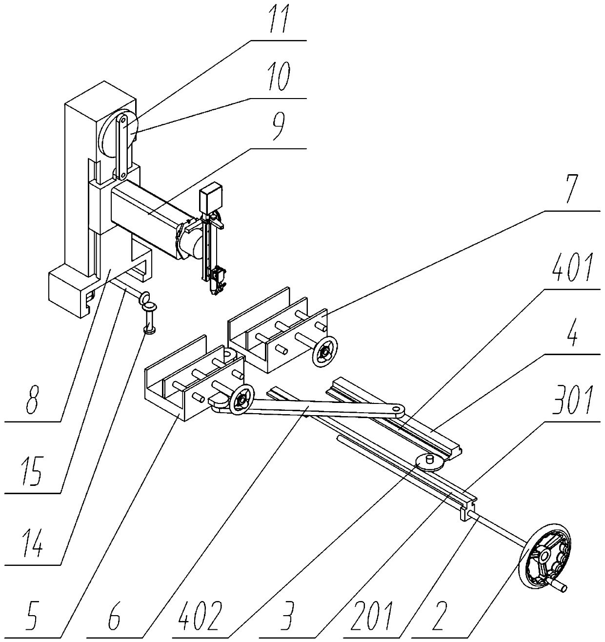 Square tube bending and spot welding device for guardrail production