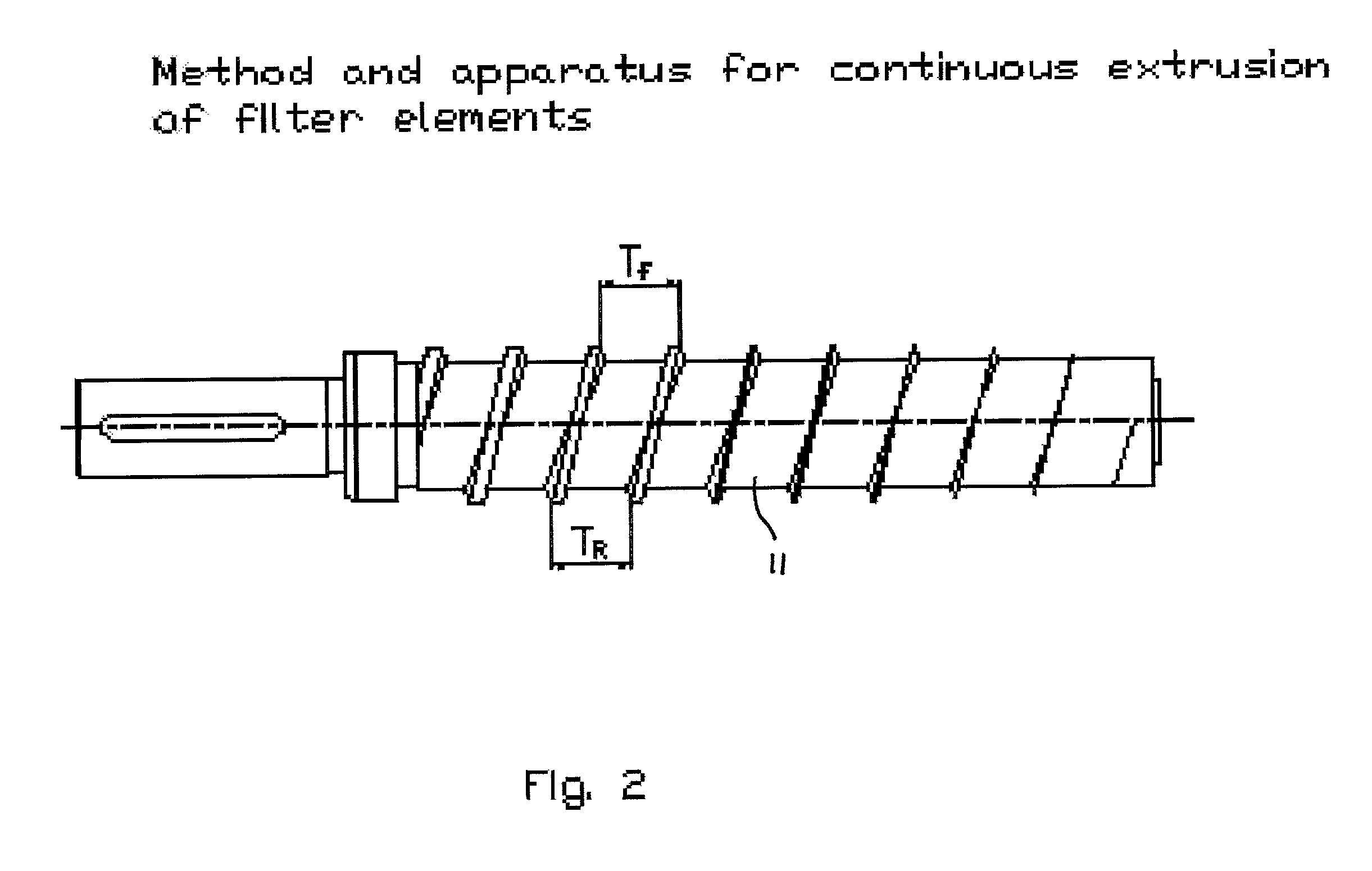 Method and apparatus for continuous extrusion of filter elements