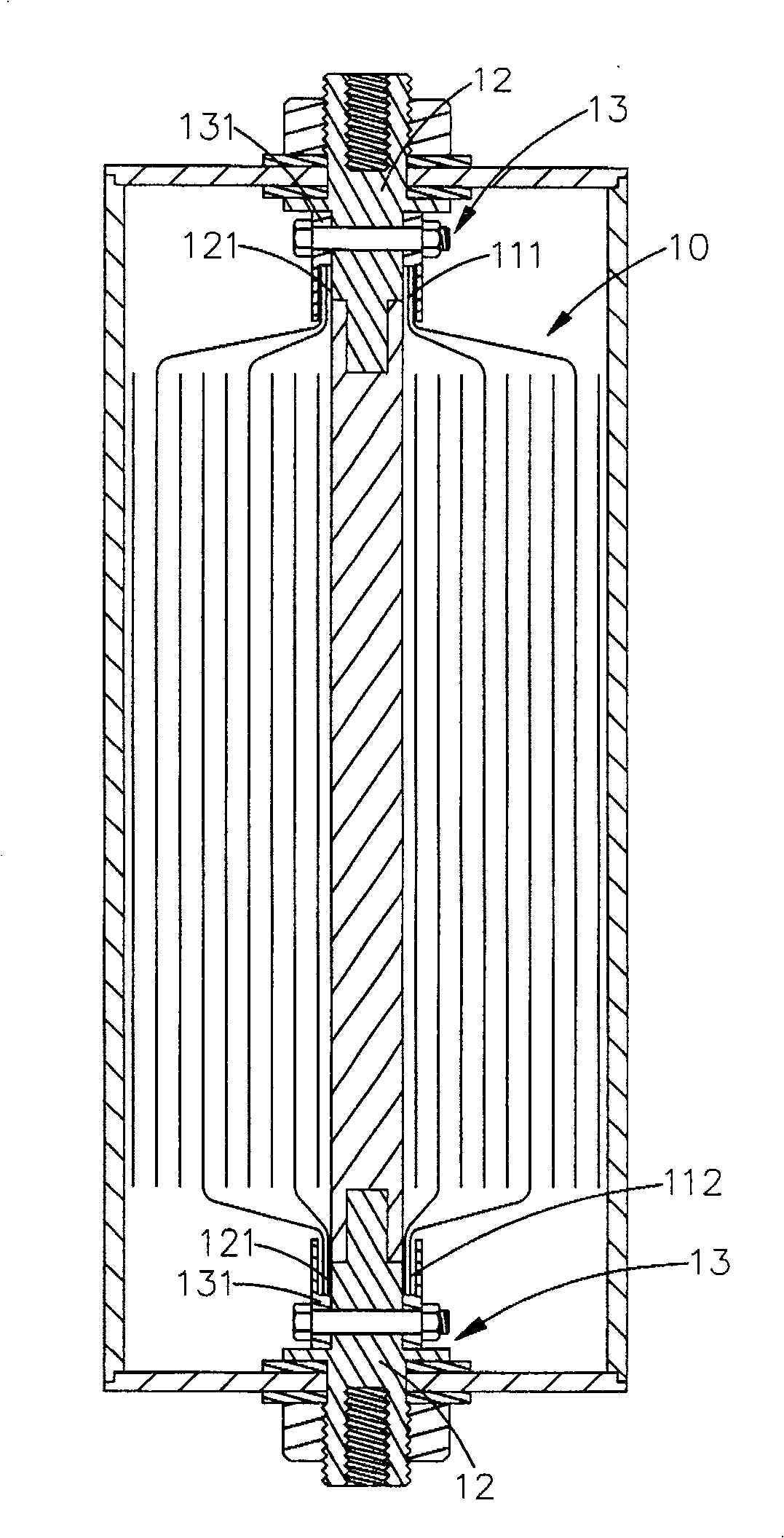 Electric core conductive connection structure of secondary lithium battery