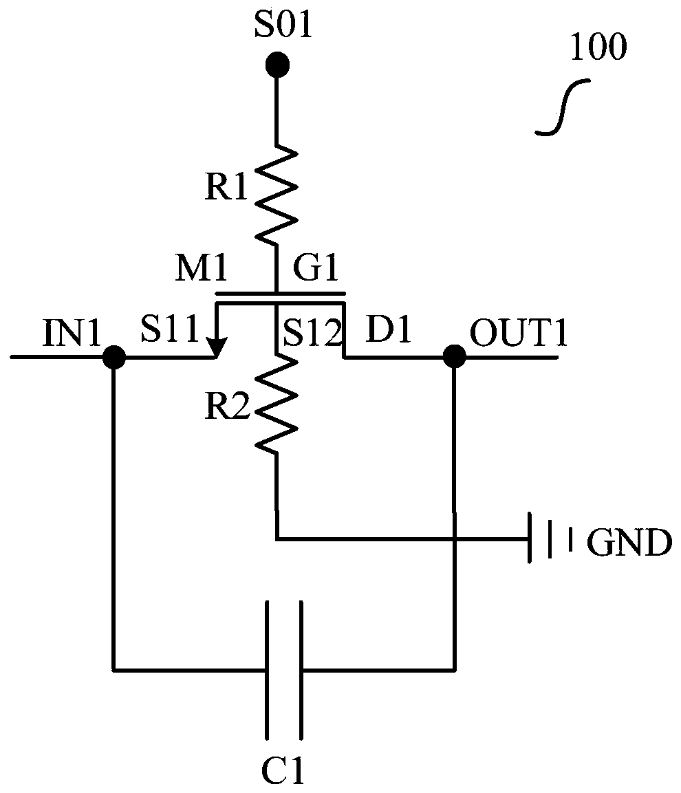 A DC blocking circuit and a switching circuit