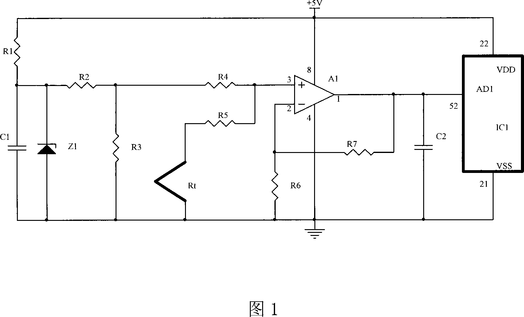 Flame temperature detection circuit of household gas kitchen range