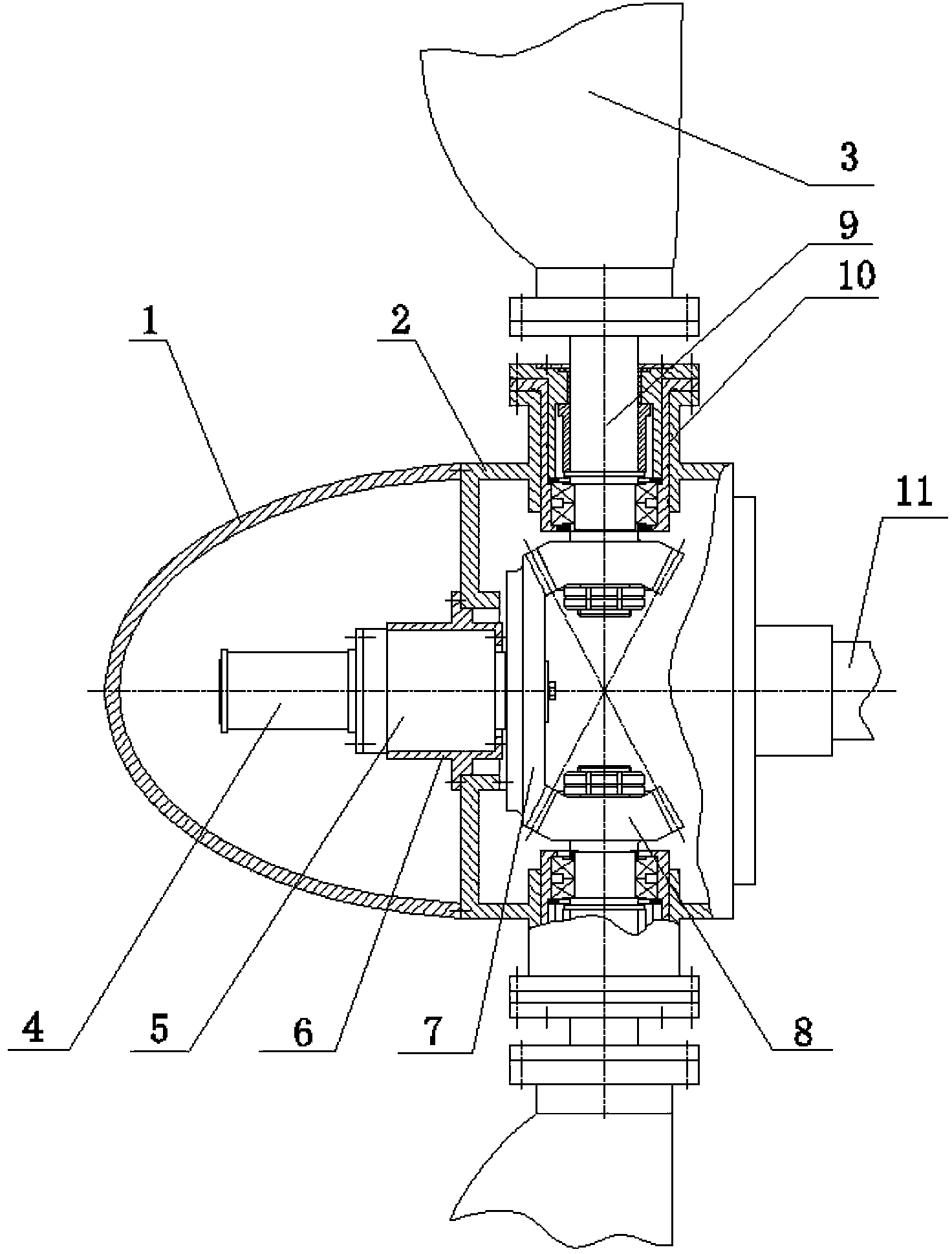 Variable-pitch mechanism of tidal current energy electricity generation water turbine