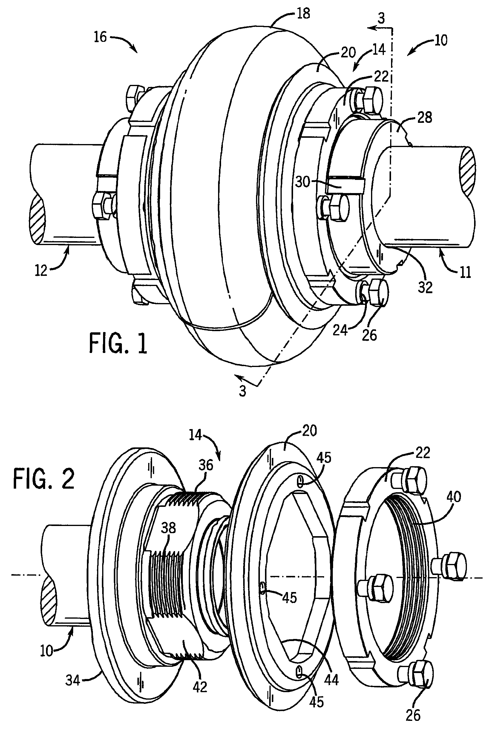 Flexible shaft coupling system with antirotational features