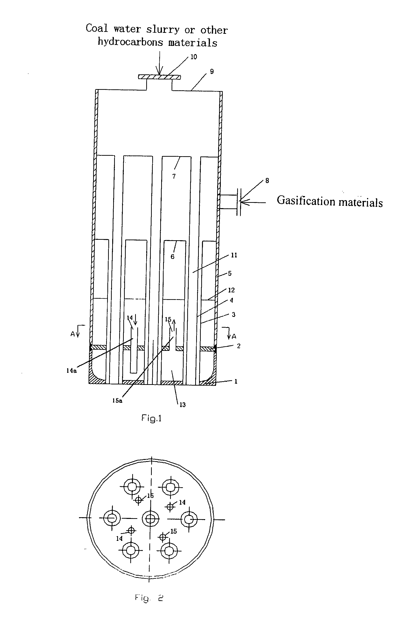 Clustered nozzle for gasification or combustion and its industrial application
