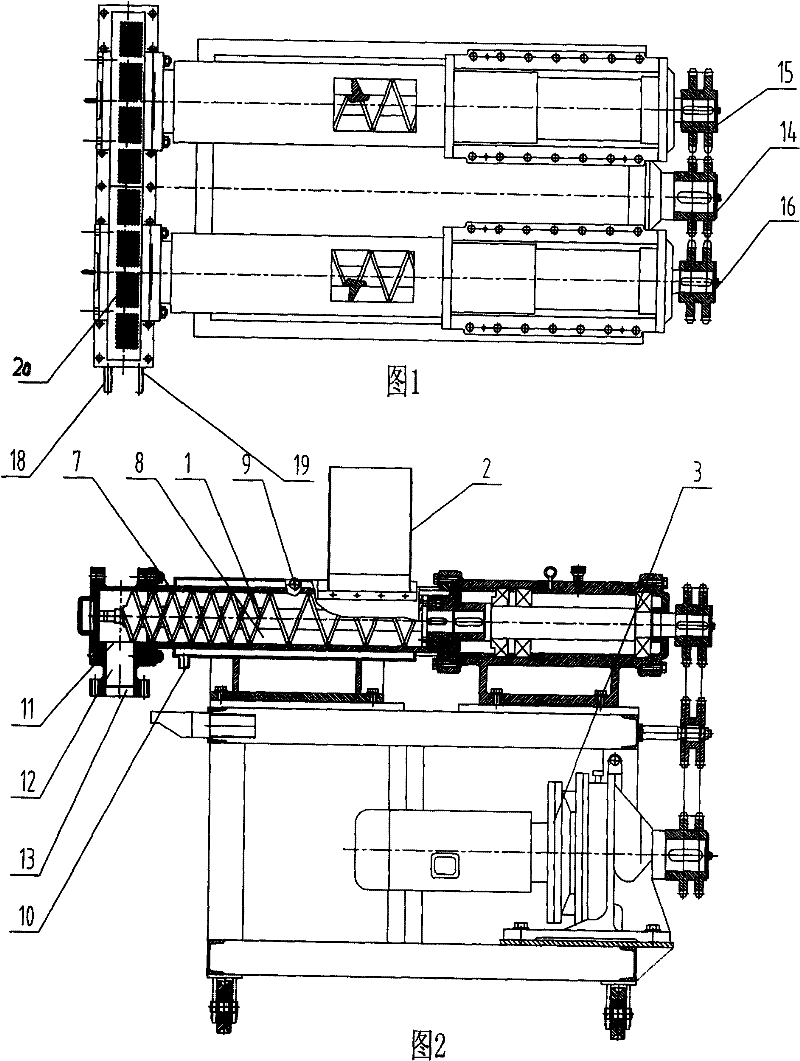 Screw rod extruding strings device
