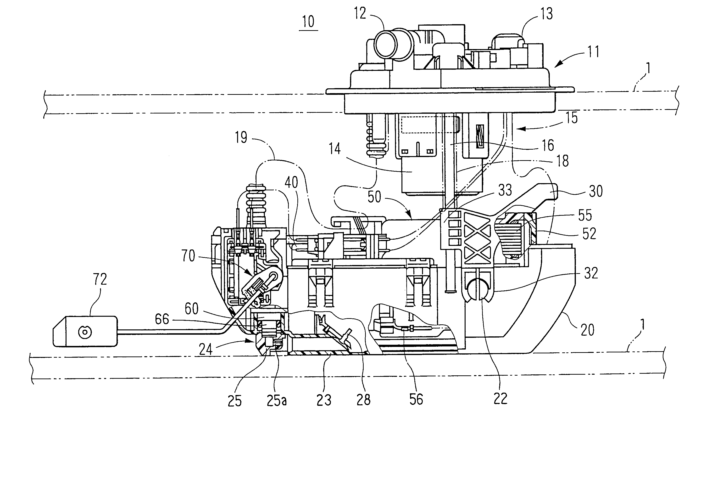 Fuel feed apparatus having conductive members grounded each other