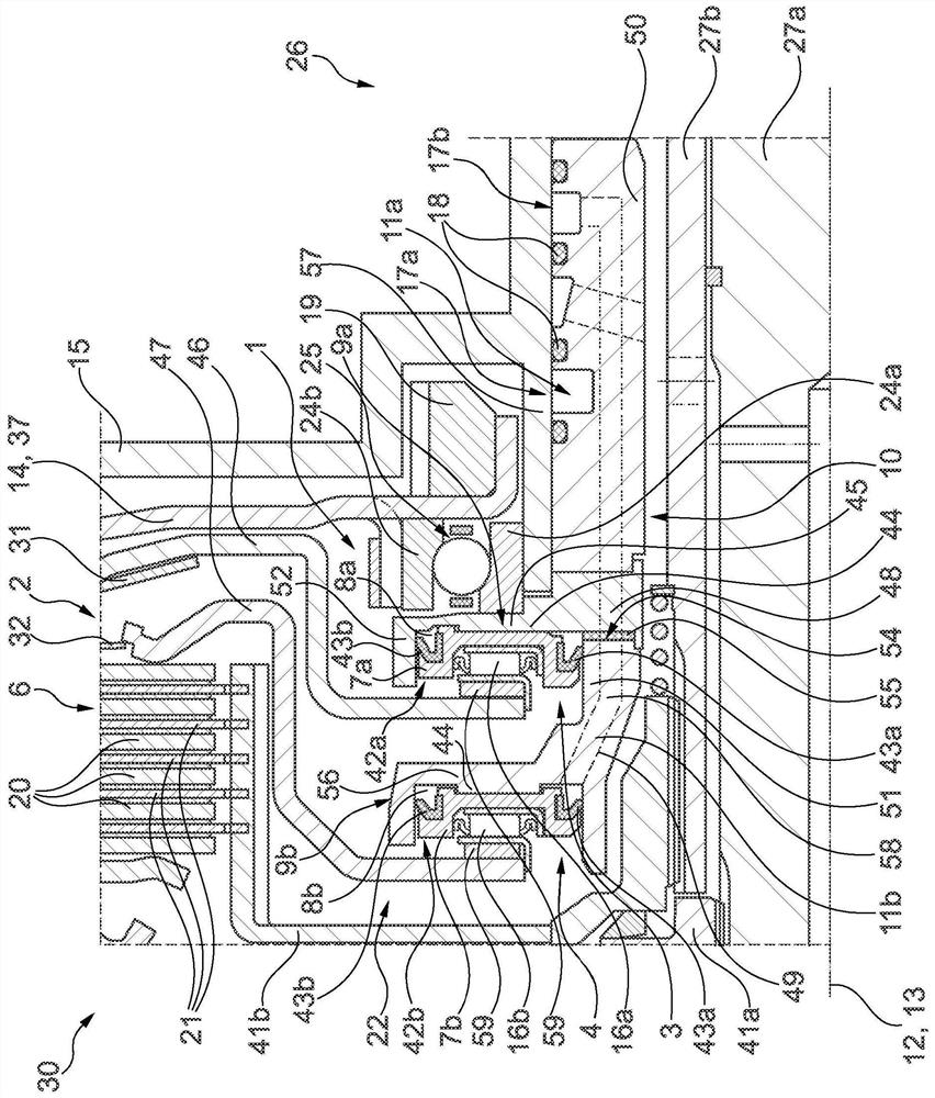 Actuation device having an axially nested slave cylinder; clutch system; and drive unit