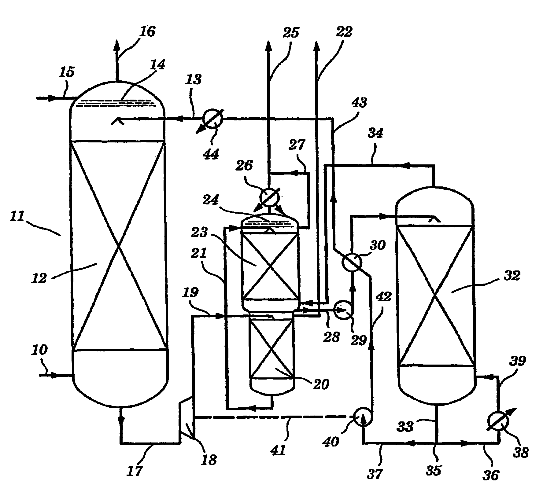 Method for neutralizing a stream of fluid, and washing liquid for use in one such method