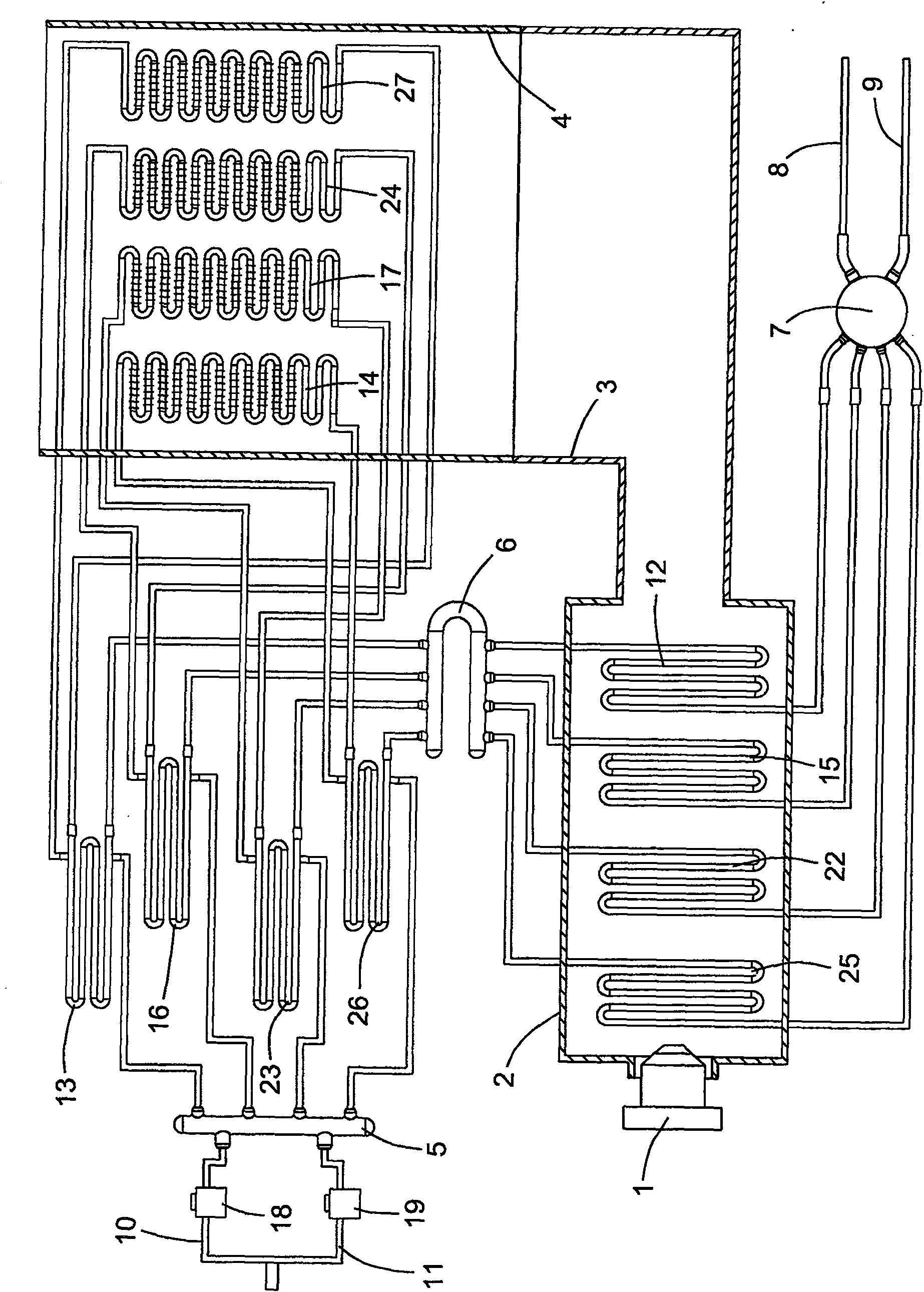 Steam injection boiler with four return loop pipeline