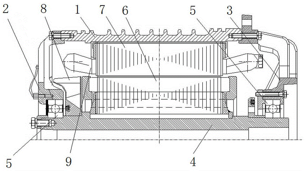 Traction motor for large sized tractor AC electric transmission system