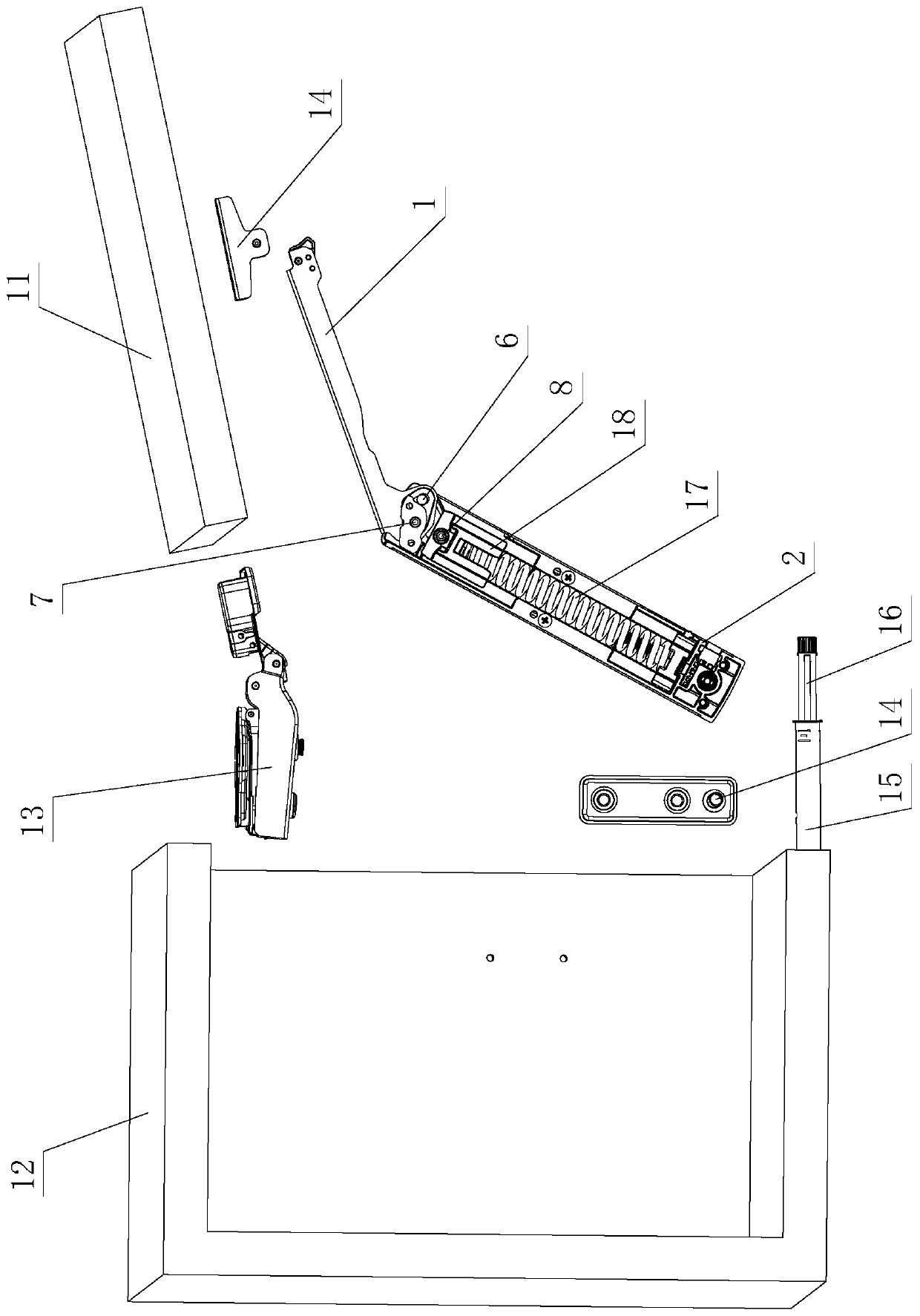 Upturning structure used for automatic opening and closing of furniture