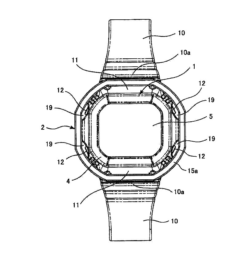 Shock absorbing member for wristwatch and wristwatch