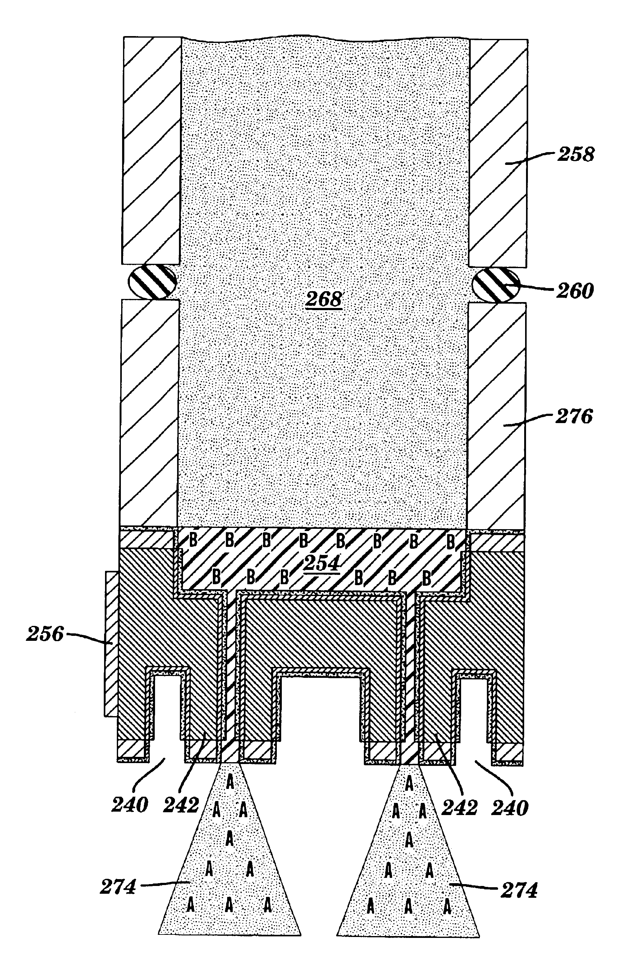 Separation media, multiple electrospray nozzle system and method