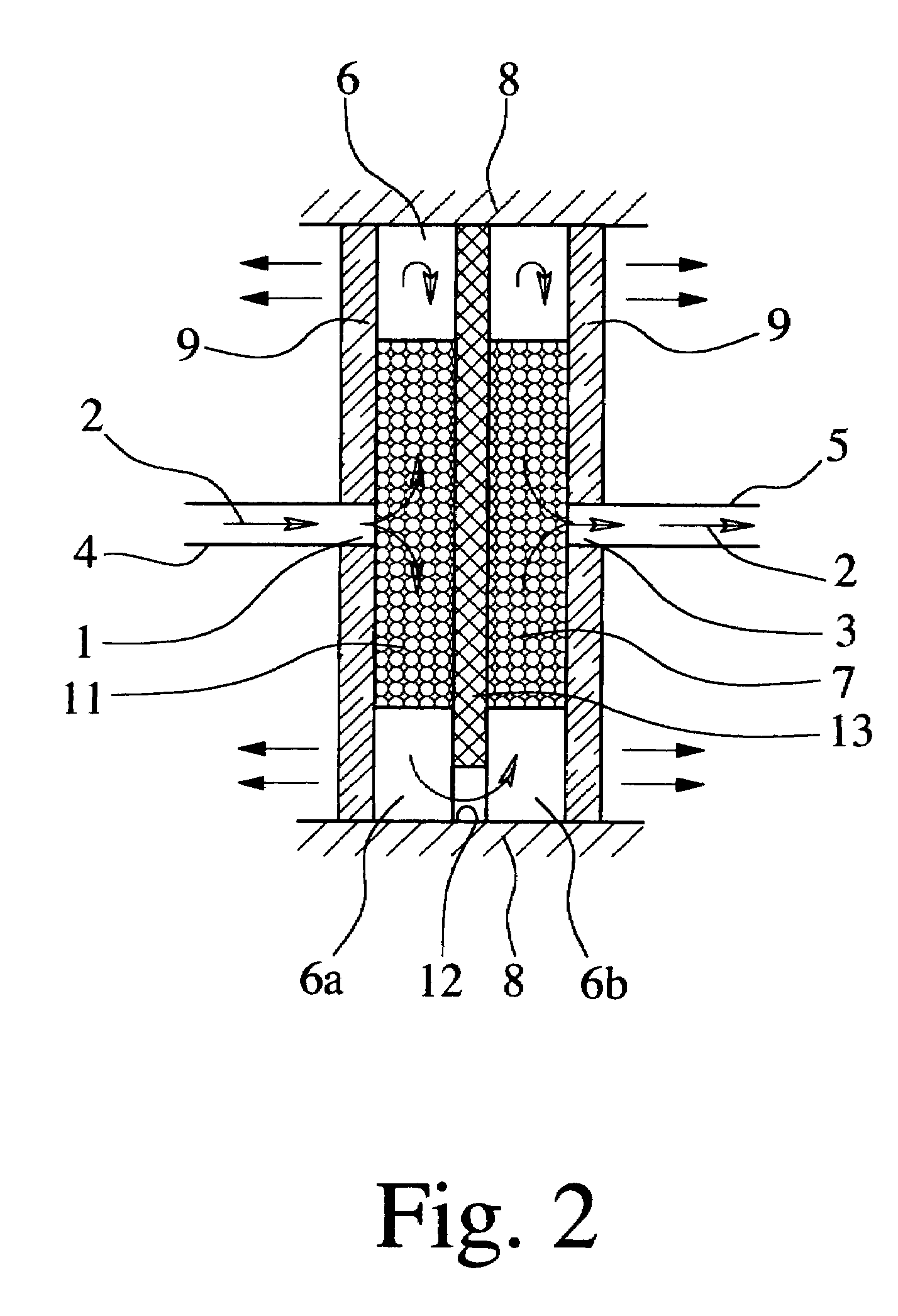 Process and device for separating and exhausting gas bubbles from liquids