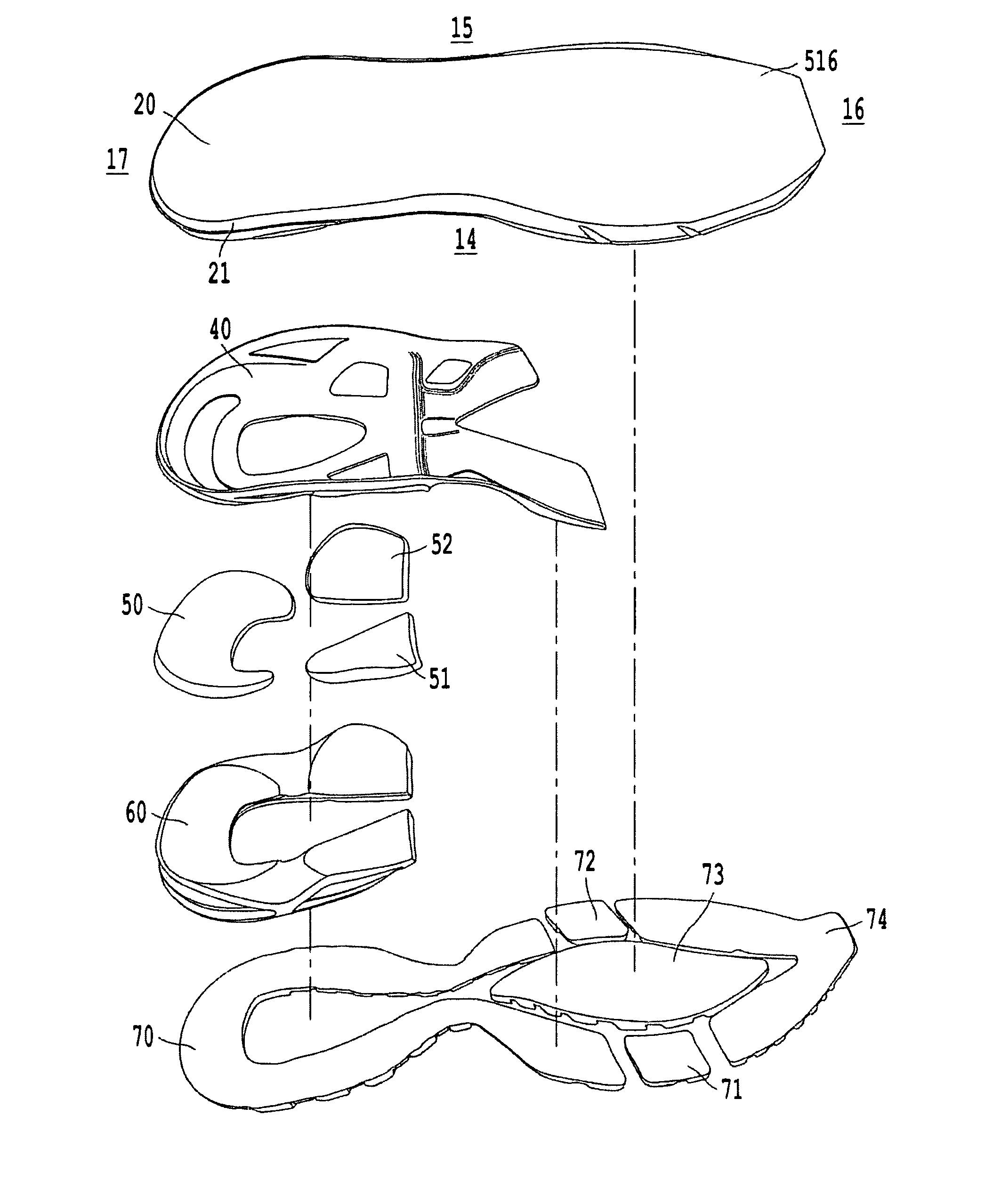 Athletic shoe with cushion structures