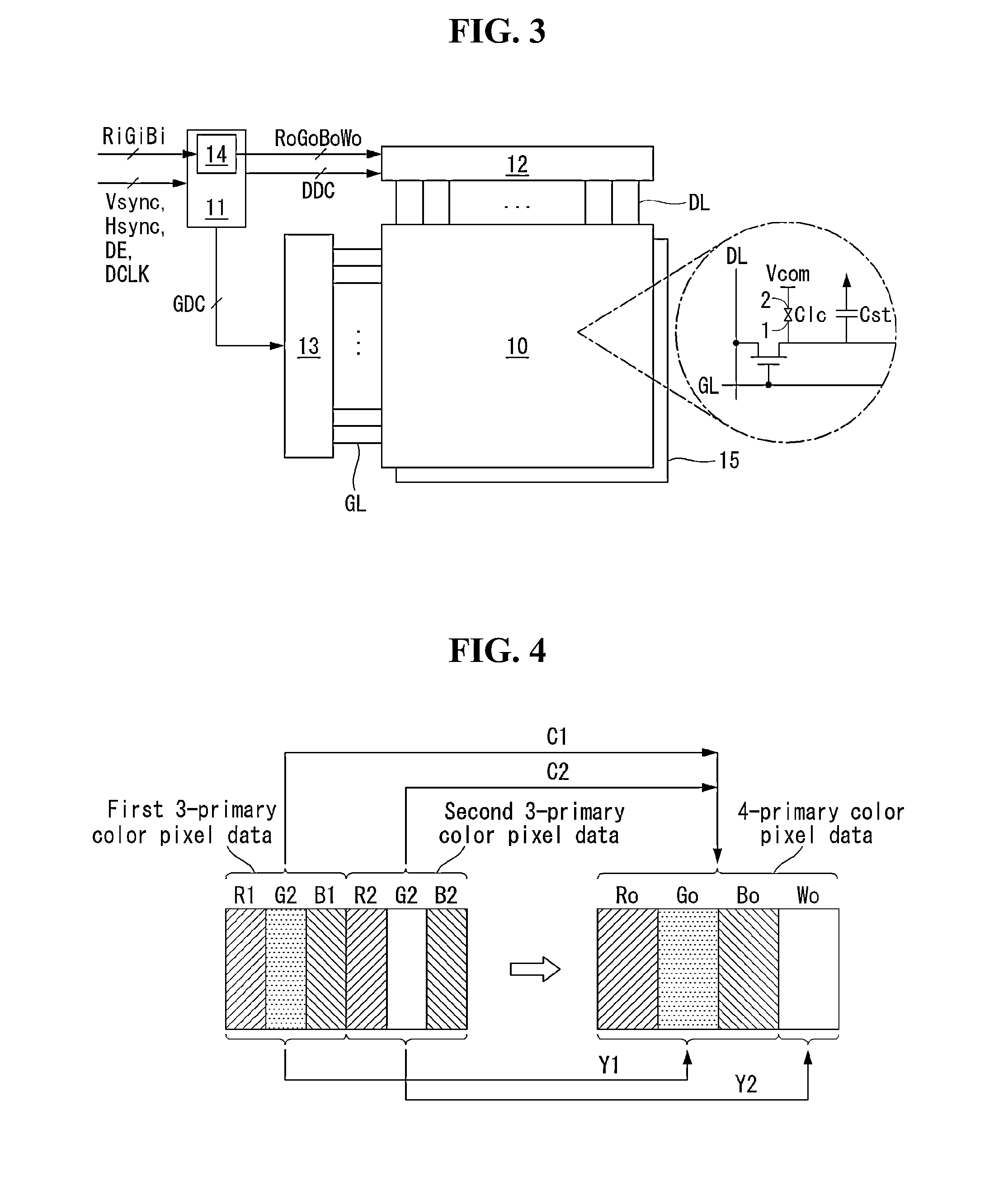 4-primary color display and pixel data rendering method thereof