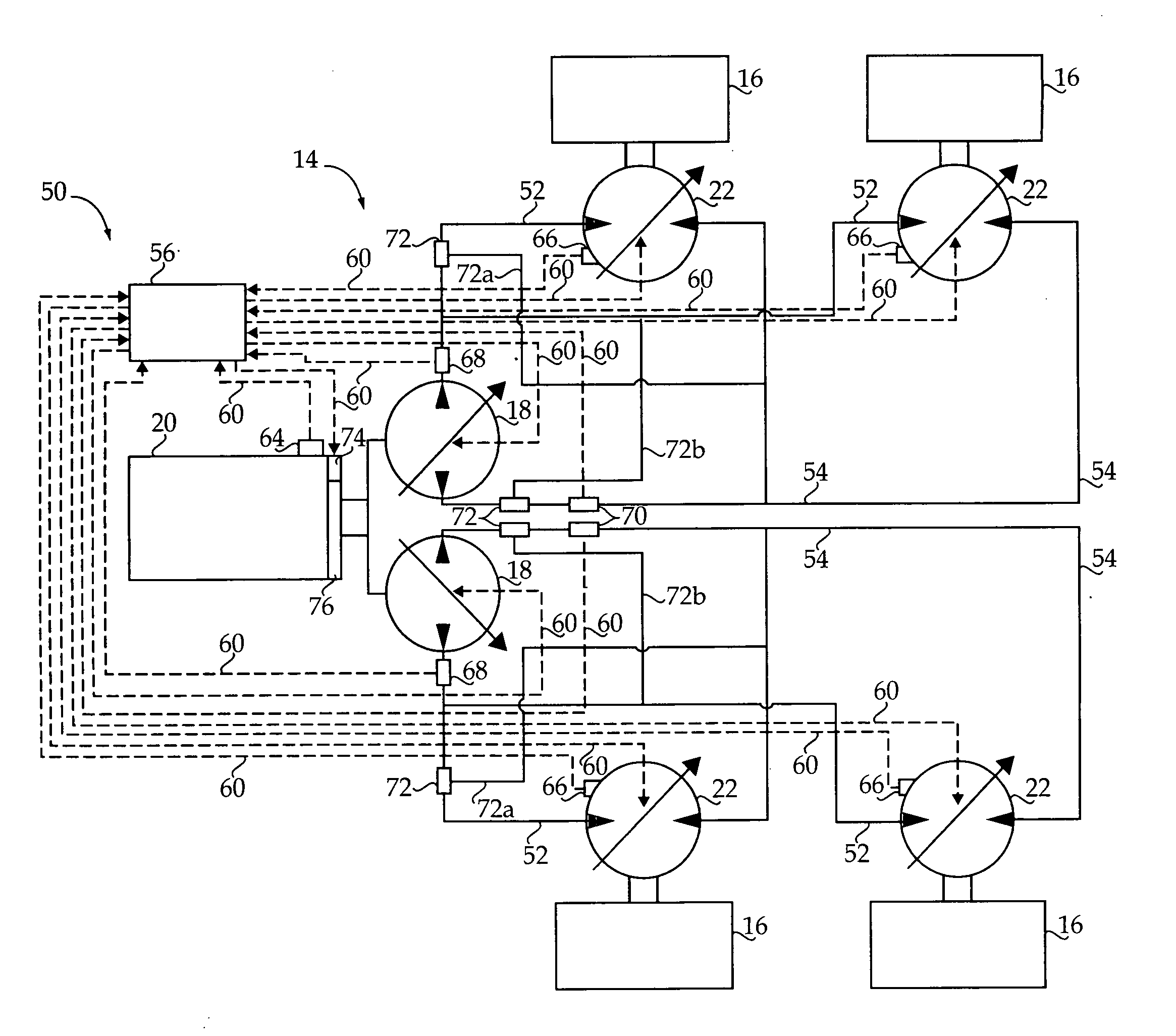 Control system and method for braking a hydrostatic drive machine
