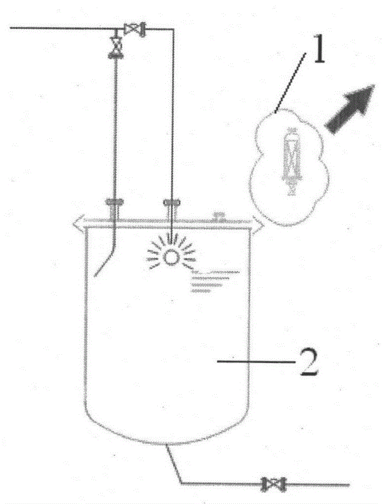 Off-line sterilization method of a respirator on a buffer tank