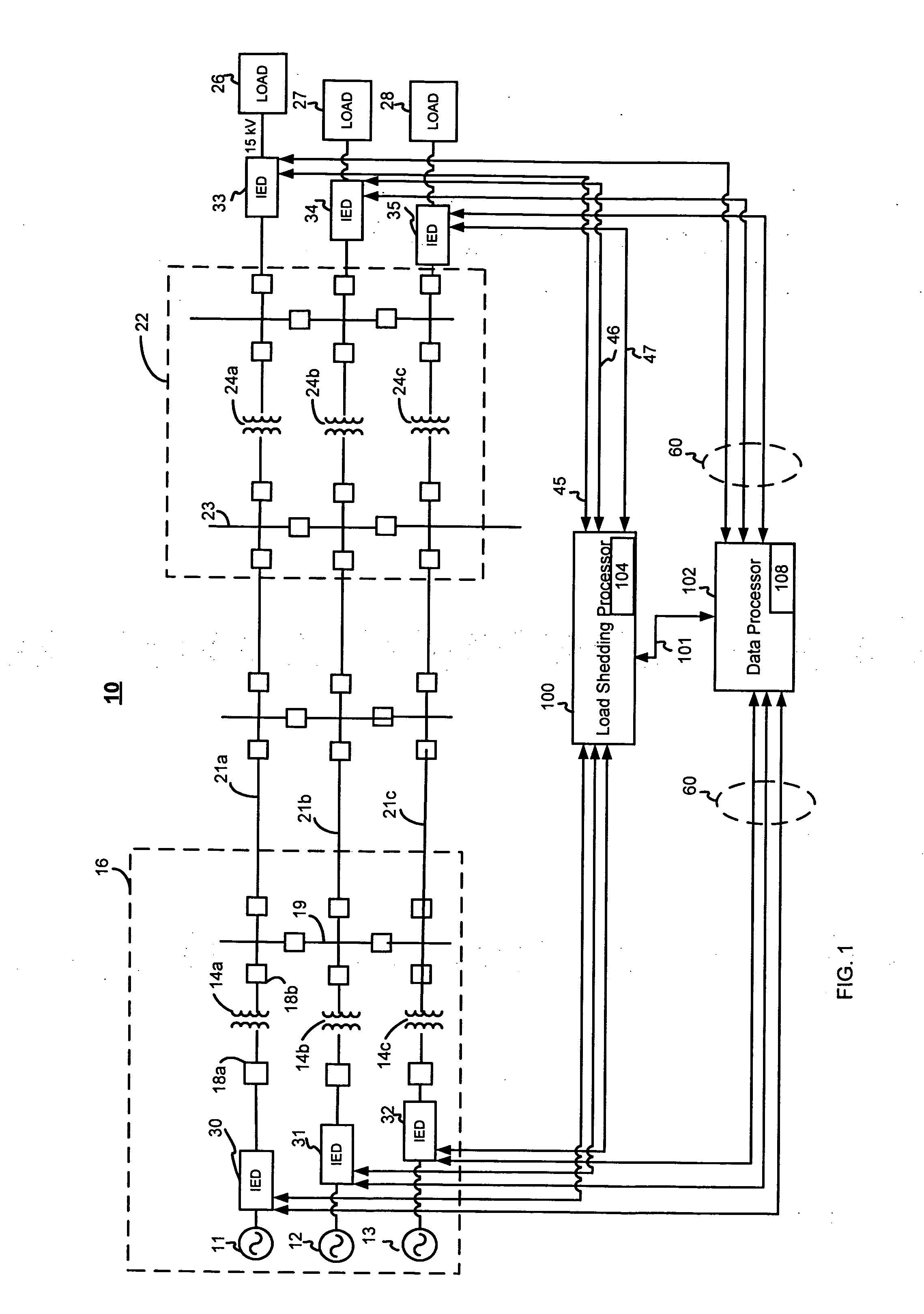 Apparatus and method for high-speed load shedding in an electrical power system
