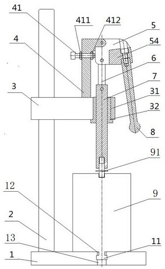 Height-adjustable air dryer bushing press-fitting device