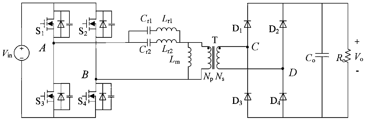 Five-element resonant network and converter