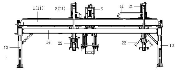 Special portal-type bolster frame assembly manipulator for truck bogie production line