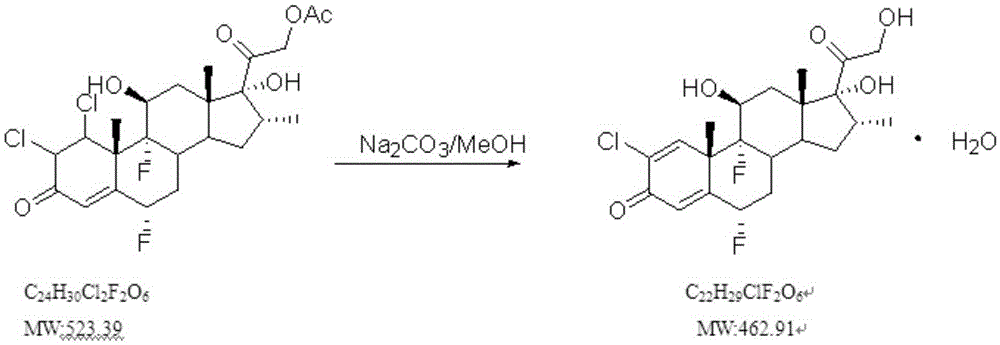 One-step method for synthesizing halometasone from diclomethasone ethyl ester