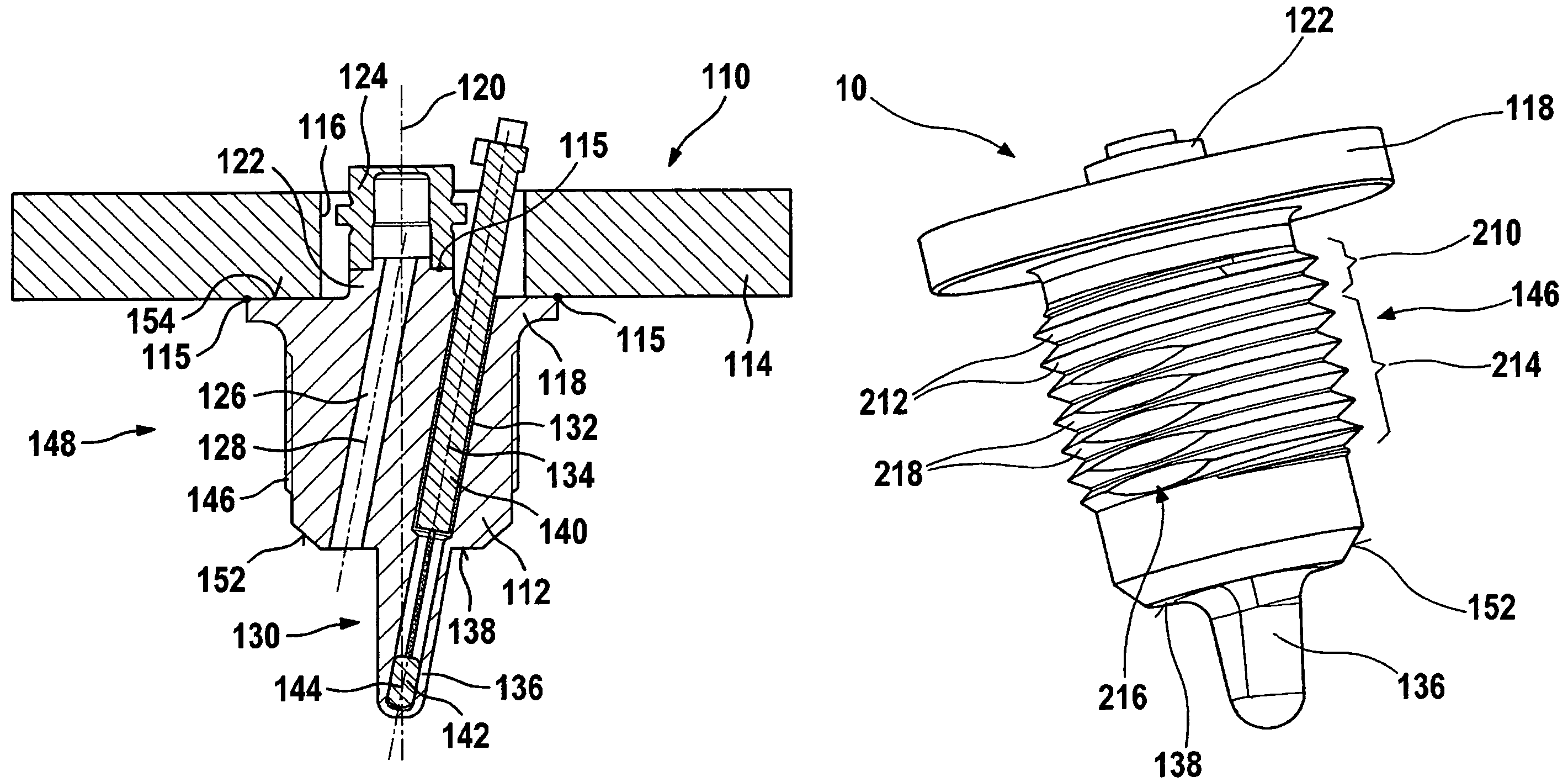 Plug-in sensor for measuring at least one property of a fluid medium