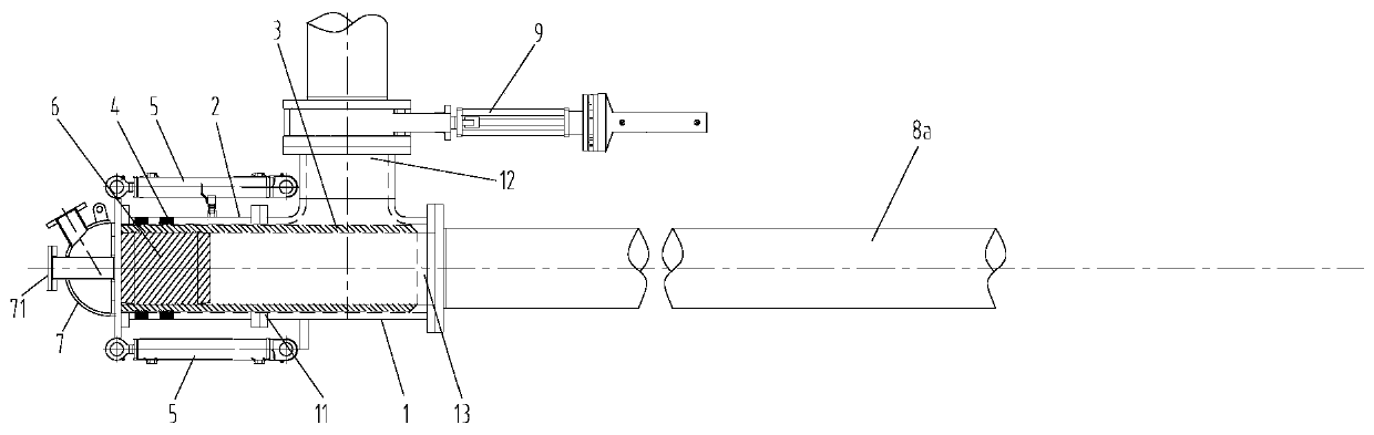 Shield machine pipe extension device and connecting method for slurry pipeline in tunnel