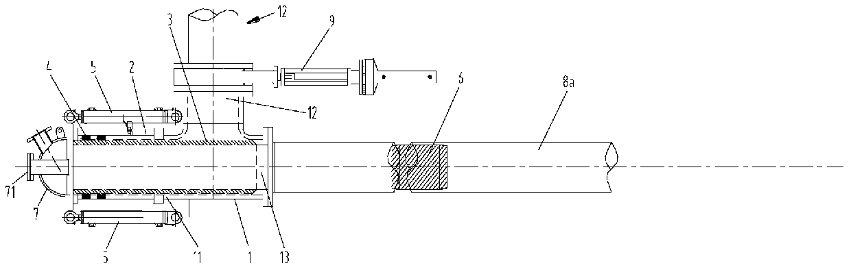 Shield machine pipe extension device and connecting method for slurry pipeline in tunnel
