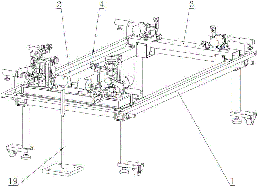 3d four-wheel aligner verification device and its synchronous drag frame device