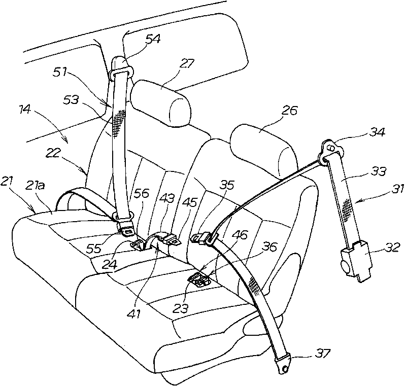 Connecter holding structure for seat safety belt device