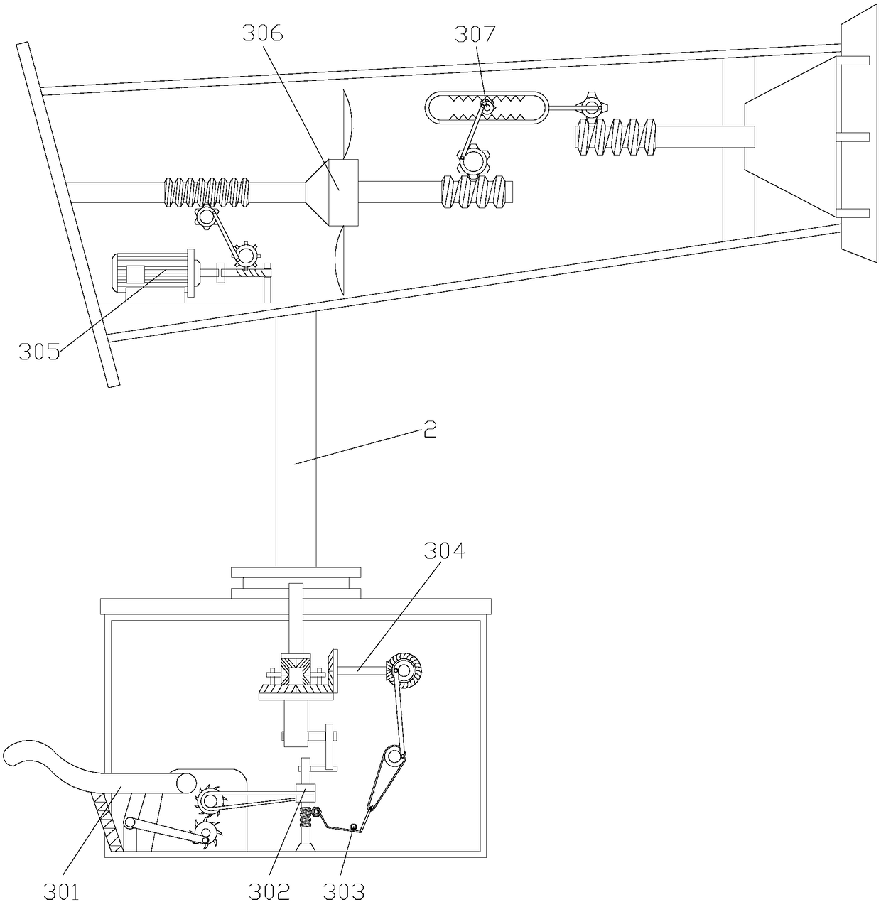 Dust prevention and removal device for agricultural equipment