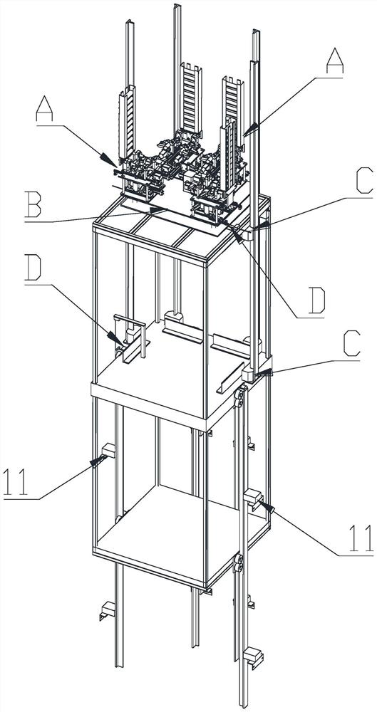 Automatic elevator guide rail mounting equipment and method thereof